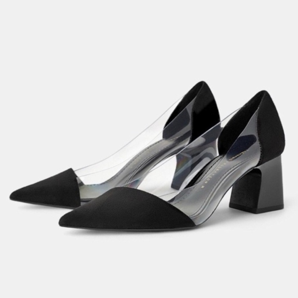 •ZARA black&clear block heels•